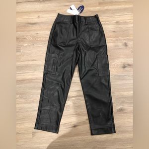 Black faux leather pants